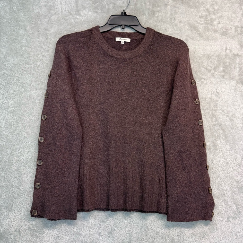 Madewell Wool Alpaca Blend Dark Chocolate Brown Crewneck Sweater Size S